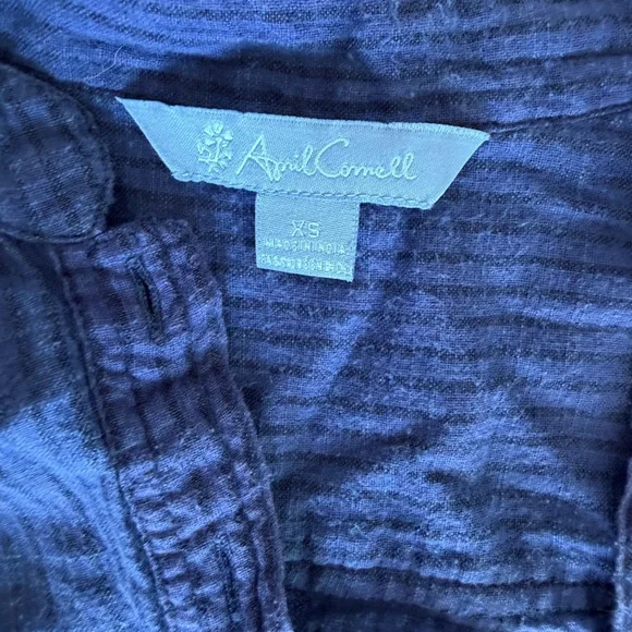 April Cornell size XS Navy Blue Button-Down Dress - Picture 3 of 3